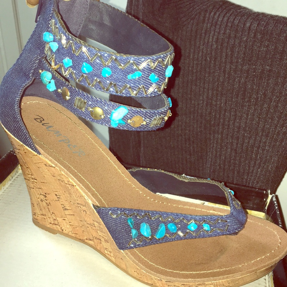 Navy Denim wedges